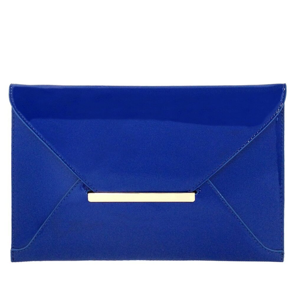 2202 Faux Patent Leather Candy Envelope Clutch Bag with Gold Hardware